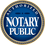 Inform the public that you provide notarial services with this custom designed 6" diameter sticker.