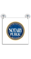 Bonded Notary Public Suction Cup Sign adheres to any flat, glassy surface.