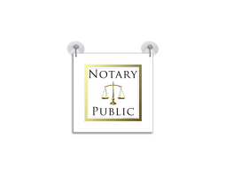 9" Notary Public Suction Cup Sign featuring the equitable associations of Balanced Scales.