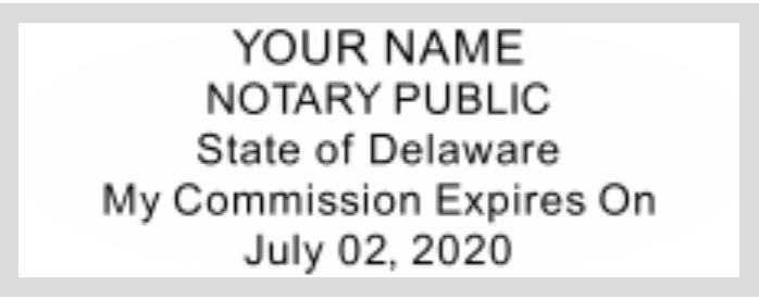 Delaware Notary Self Inking Stamp, Sample Impression Image, 0.81x2.3 Inches