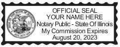 Illinois  Notary Pink Mobile Printy 9412 Stamp, Sample Impression Image, Rectangle, 2.3x0.81 Inches