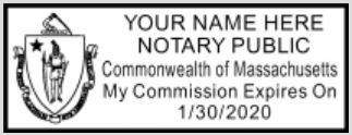 Massachusetts  Notary Pink Mobile Printy 9412 Stamp, Sample Impression Image, Rectangle, 2.3x0.81 Inches