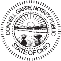 Ohio Notary Seal, Pocket Model, Black Body, Raised 1.6 Inch Diameter Impression, Sample Image