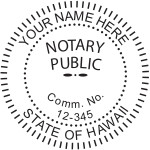 Generate the Hawaii Notary Seal online. Digital stamps comply with standards set forth in Adobe and DocuSign document management software. Create your custom image!
