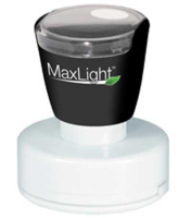 The Maxlight Pre Inked Notary Stamp creates a crisp 1 5/8" circular impression of customized Iowa notarial information.