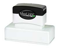 Illinois Notary Pre Inked Maxlight Stamps create a clean 7/8" X 2 3/8" rectangular impression of your official customized notarial information.