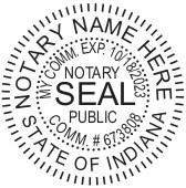 Generate the Indiana Notary Seal online. Digital stamps comply with standards set forth in Adobe and DocuSign document management software. Create your custom image!