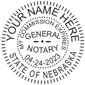 Generate the Nebraska Notary Seal online. Digital stamps comply with standards set forth in Adobe and DocuSign document management software. Create your custom image!