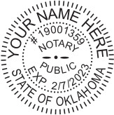 Generate your Oklahoma Notary Seal online. Digital stamps comply with standards set forth in Adobe and DocuSign document management software. Create a custom seal!