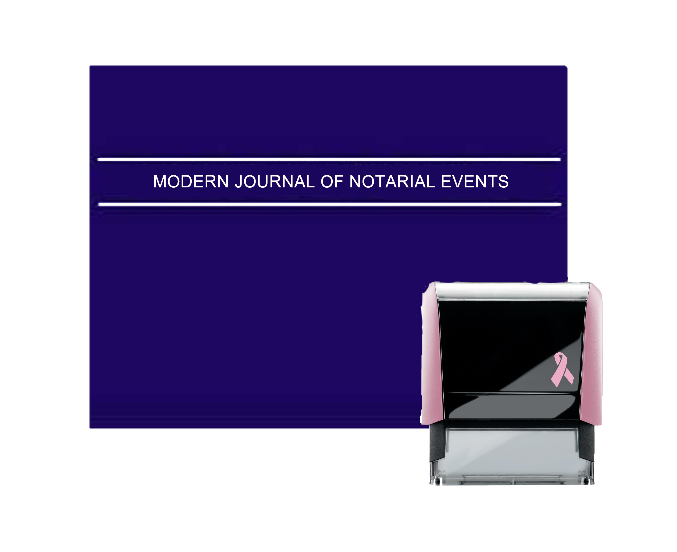 This value package combines a Notarystamps.com custom-manufactured Alaska Pink-bodied Notary Stamp and Notary Journal. Satisfies all official notarial needs in 1 convenient, supportive package.