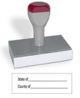 ALABAMA  Notary Venue Rubber Hand Stamp creates a clean 7/8" X 2 3/8" rectangular impression of your official customized notarial information including space for state and county.