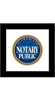 An elegant Authorized Notary Public Sign in a Black Wooden Frame manufactured with the professionals at Notarystamps.com.