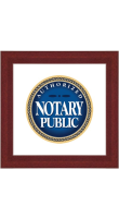 Brown Wooden Frame surrounds this Authorized Notary Public Sign. To be hung in home or office.