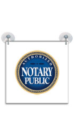 9" Authorized Notary Public Suction Cup Sign easily adheres to glassy, flat surfaces.