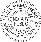Generate an Arizona Notary Seal online. Digital stamps comply with standards set forth in Adobe and DocuSign document management software. Create your custom image!
