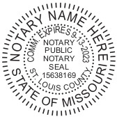 Generate the Missouri Notary Seal online. Digital stamps comply with standards set forth in Adobe and DocuSign document management software. Create your custom image!