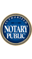 Inform the public that you provide notarial services with this custom designed 6" diameter sticker.