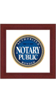 This unique Authorized & Bonded Notary Public Sign is available in a gorgeous Brown Wood Frame.