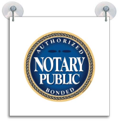 Bonded Notary Public Suction Cup Sign adheres to any flat, glassy surface.