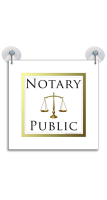 9" Notary Public Suction Cup Sign featuring the equitable associations of Balanced Scales.