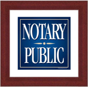 Framed Brown Wood Square Notary Public Sign advertizes your notarial services.