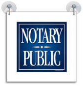 Square 9" Notary Public Sign suctions to glassy, flat surfaces.