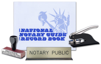 Bundle 4 great products in 1 package as you combine a custom-manufactured California Rubber Hand Stamp, Pocket Seal, Notary Public Desk Sign, and Journal.
