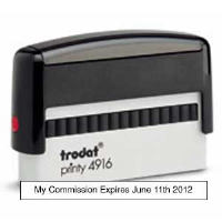 The Self Inking Commission Expires Stamp produces a one-line 3/8"X  2 3/4" impression of your Tennessee Notary Expiration Date.