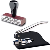 Combine a Notarystamps.com custom-manufactured Circular Alabama Notary Seal Embosser and Traditional Rectangular Rubber Hand Stamp in this economic supplies package.