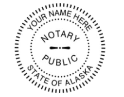 Generate an Alaska Notary Seal online. Digital stamps comply with standards set forth in Adobe and DocuSign document management software. Create your custom image!