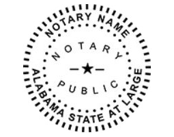 Generate an Alabama Notary Seal online. Digital stamps comply with standards set forth in Adobe and DocuSign document management software. Create your custom image!