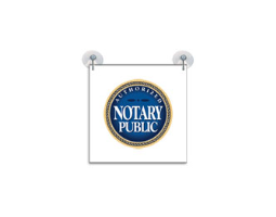9" Authorized Notary Public Suction Cup Sign easily adheres to glassy, flat surfaces.