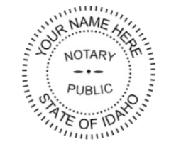Generate the Idaho Notary Seal online. Digital stamps comply with standards set forth in Adobe and DocuSign document management software. Create your custom image!