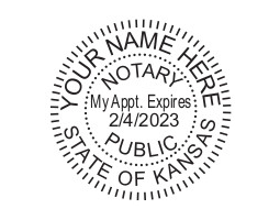 Generate the Kansas Notary Seal online. Digital stamps comply with standards set forth in Adobe and DocuSign document management software. Create your custom image!