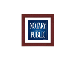 Framed Brown Wood Square Notary Public Sign advertizes your notarial services.