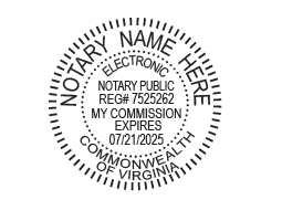 Generate your Virginia Notary Seal online. Digital stamps comply with standards set forth in Adobe and DocuSign document management software. Create a custom seal!