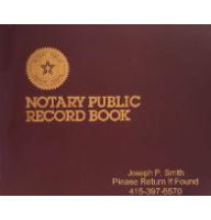 A classic Dome Publishing notary record book engraved with your name, number, and custom text. Unique, personalized journal for performing standard notarizations.