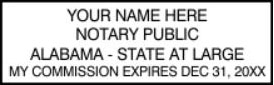 Alabama Notary Self Inking Stamp, Sample Impression Image Alabama Notary Self Inking Stamp, Sample Impression Image