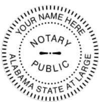 Alabama Notary Seal Embosser, Trodat Pink Body, Sample Impression Image, 1.6 Inch Diameter