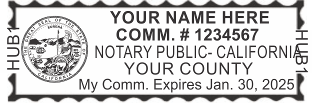 Shiny Notary Stamp, Green, Sample Impression Image, 7/8' X 2 3/8 inches