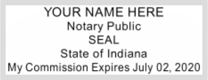 Indiana Notary Stamp, Self Inking Trodat Printy 4913, Sample Impression Image, Rectangular, 2.3x0.81 Inches