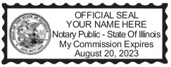 Illinois Notary Stamp, Self Inking Trodat Printy 4913, Sample Impression Image, Rectangular, 2.3x0.81 Inches