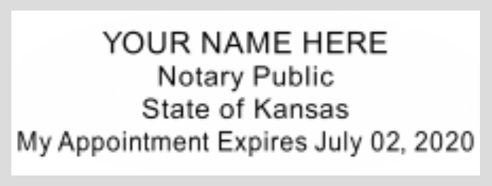 Kansas Notary Pre Inked Pink Xstamper Pocket Stamp, Sample Impression Image