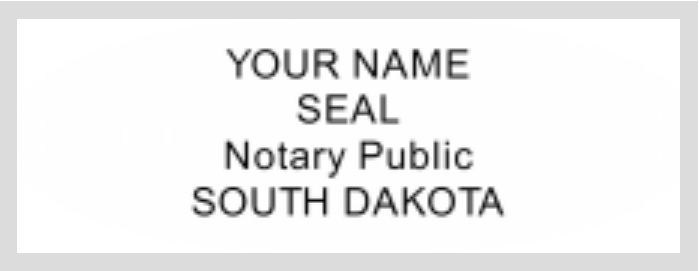 South Dakota Shiny Notary Stamp, Green, Sample Impression Image, 7/8' X 2 3/8 inches