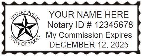 Texas Notary Self Inking Stamp, Sample Impression Image, 0.81x2.3 Inches