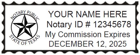 Texas Notary Stamp, Self Inking Trodat Printy 4913, Sample Impression Image, Rectangular, 2.3x0.81 Inches