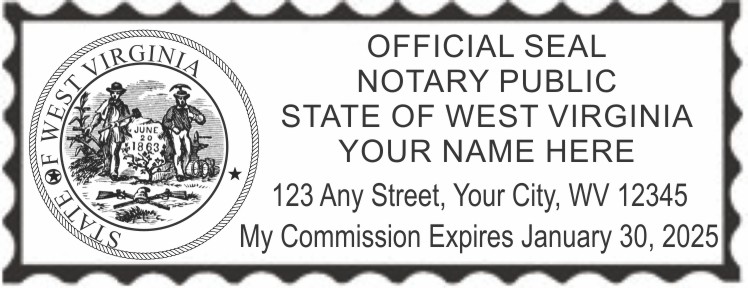 West Virginia Notary, Shiny Blue Self Inking Stamp, Sample Impression Image, 2.3x0.81 Inches West Virginia Notary, Shiny Blue Self Inking Stamp, Sample Impression Image, 2.3x0.81 Inches