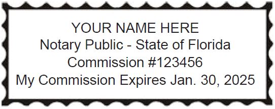 Florida Notary Self Inking Pink Mobile Printy, Sample Impression Image Florida Notary Self Inking Pink Mobile Printy, Sample Impression Image