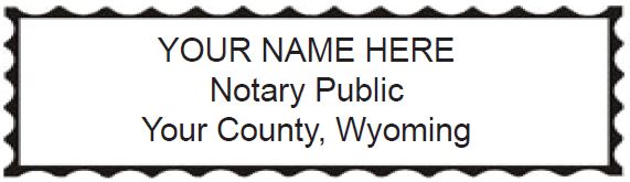Wyoming Shiny Notary Stamp, Green, Sample Impression Image, 7/8' X 2 3/8 inches
