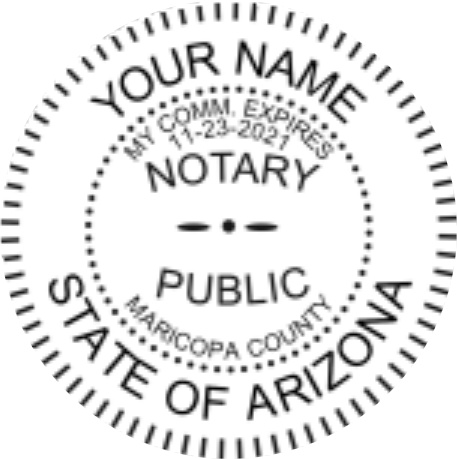 Arizona Notary Self Inking Circular Grey Body Stamp, Sample Image